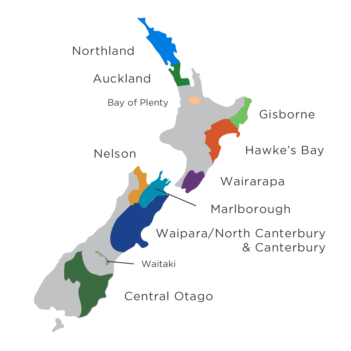 ニュージーランドワイン地域マップ
